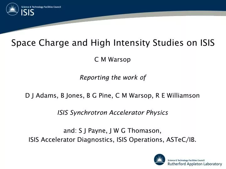 space charge and high intensity studies on isis