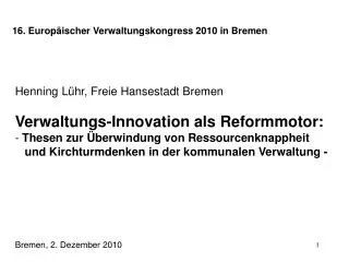 16. Europäischer Verwaltungskongress 2010 in Bremen