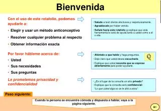 bienvenida