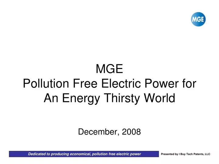 mge pollution free electric power for an energy thirsty world