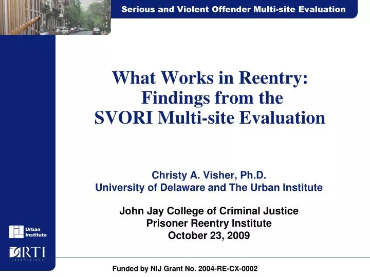 what works in reentry findings from the svori multi site evaluation