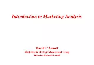 Introduction to Marketing Analysis