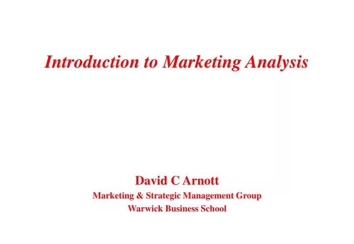introduction to marketing analysis