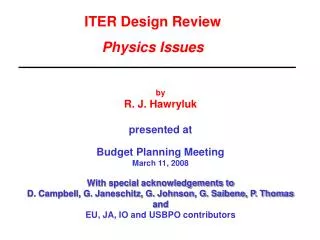 ITER Design Review Physics Issues