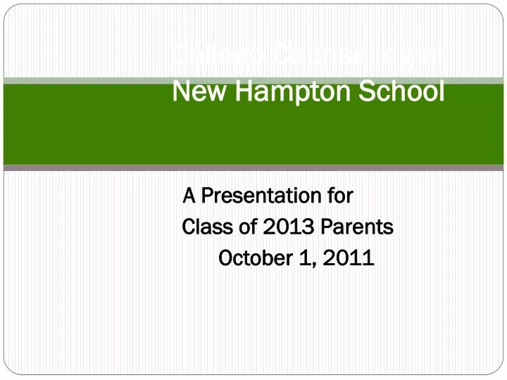 college counseling at new hampton school