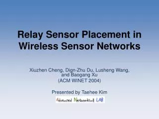 relay sensor placement in wireless sensor networks