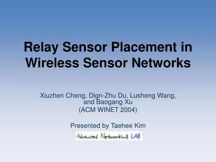 relay sensor placement in wireless sensor networks