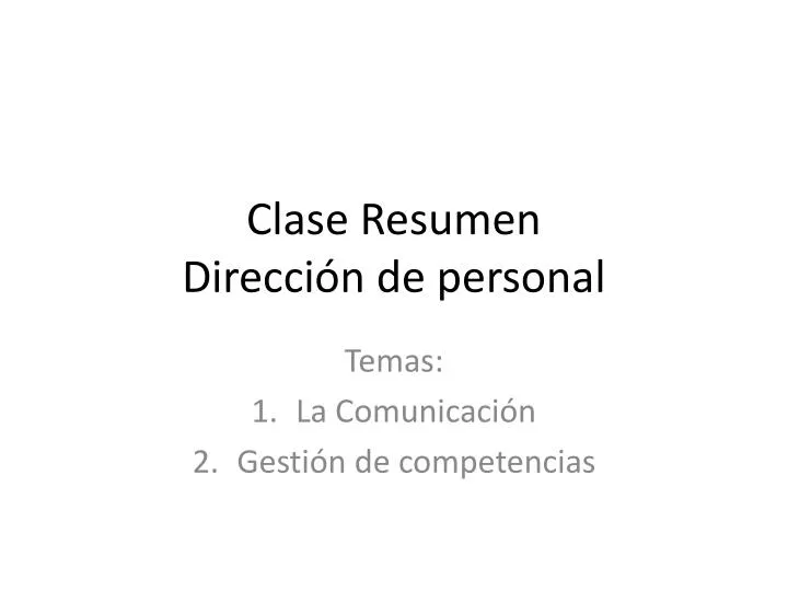 clase resumen direcci n de personal