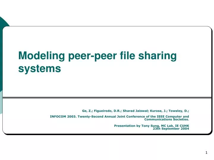 modeling peer peer file sharing systems