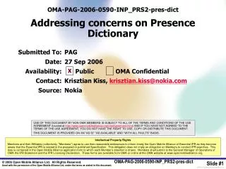 OMA-PAG-2006-0590-INP_PRS2-pres-dict Addressing concerns on Presence Dictionary