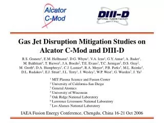 Gas Jet Disruption Mitigation Studies on Alcator C-Mod and DIII-D