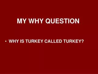 MY WHY QUESTION WHY IS TURKEY CALLED TURKEY?