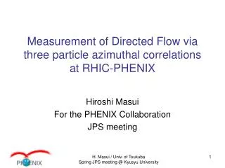 Measurement of Directed Flow via three particle azimuthal correlations at RHIC-PHENIX