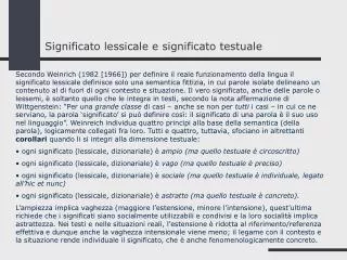 significato lessicale e significato testuale