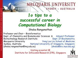 1o tips to a successful career in Computational Biology