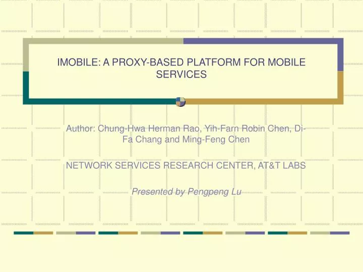 imobile a proxy based platform for mobile services