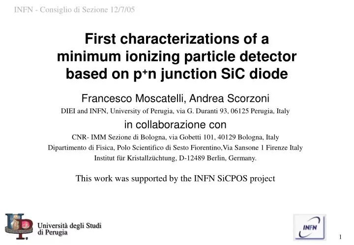 first characterizations of a minimum ionizing particle detector based on p n junction sic diode