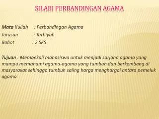 silabi perbandingan agama