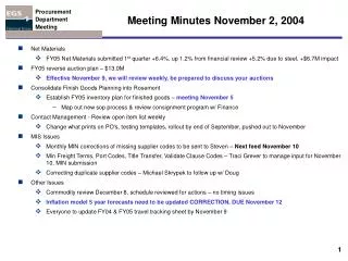 Meeting Minutes November 2, 2004