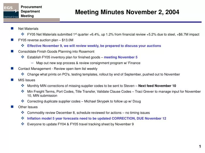 meeting minutes november 2 2004