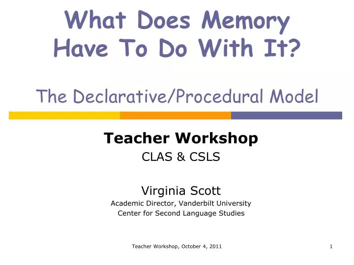 what does memory have to do with it the declarative procedural model