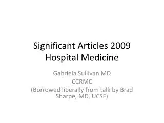 Significant Articles 2009 Hospital Medicine