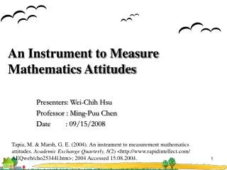 An Instrument to Measure Mathematics Attitudes