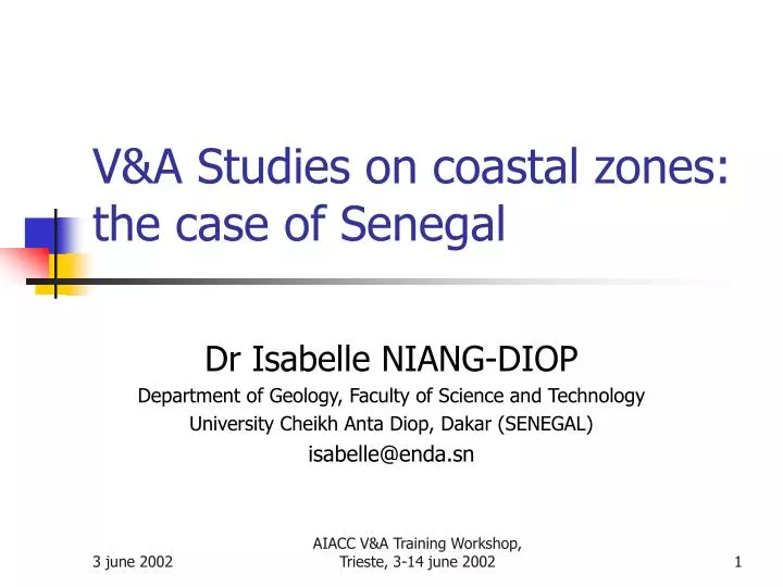 v a studies on coastal zones the case of senegal