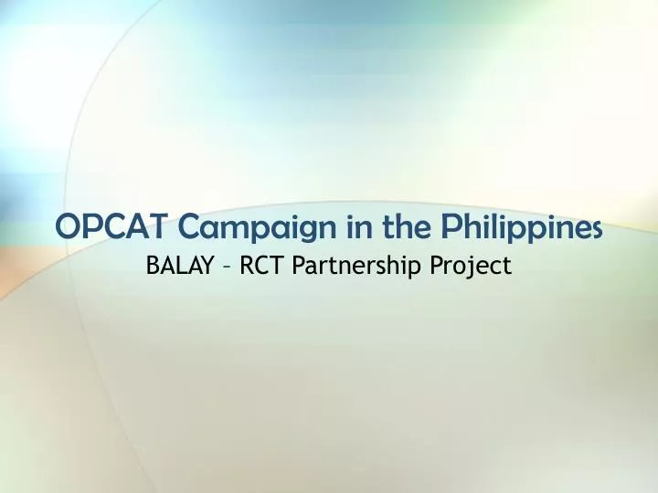 opcat campaign in the philippines