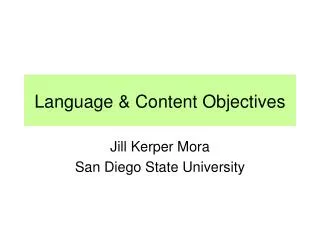 Language &amp; Content Objectives