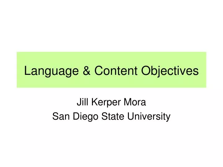 language content objectives