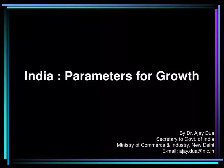 india parameters for growth