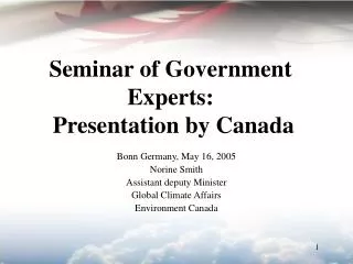 Seminar of Government Experts: Presentation by Canada