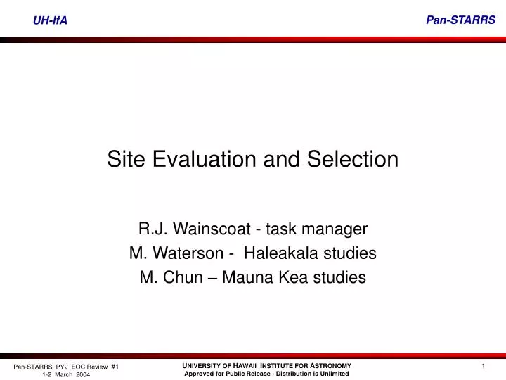 site evaluation and selection