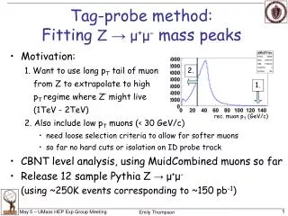 Tag-probe method: Fitting Z ? ? + ? - mass peaks