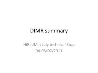 DIMR summary