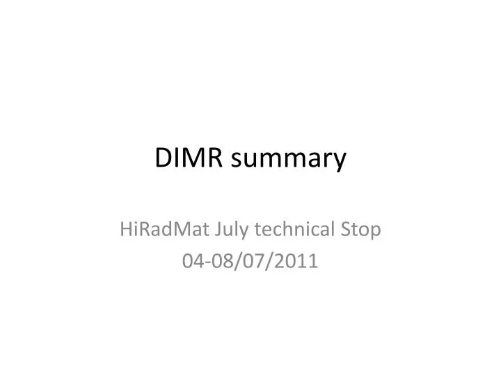 dimr summary