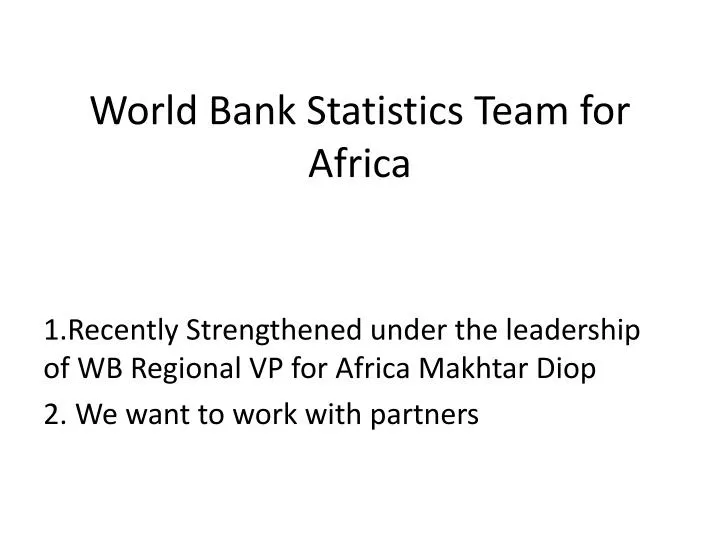 world bank statistics team for africa