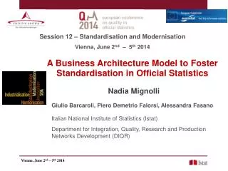 A Business Architecture Model to Foster Standardisation in Official Statistics