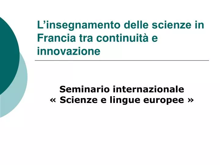 l insegnamento delle scienze in francia tra continuit e innovazione