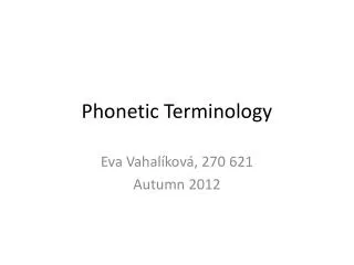 Phonetic Terminology