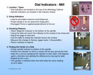 Dial Indicators - Mill