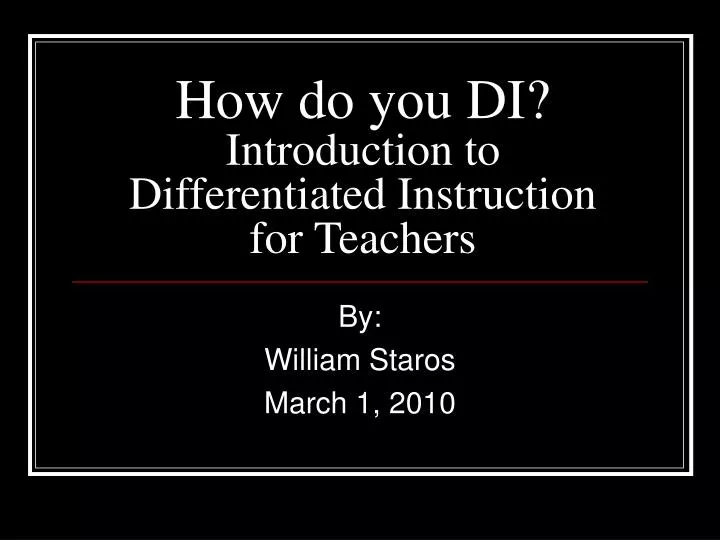 how do you di introduction to differentiated instruction for teachers