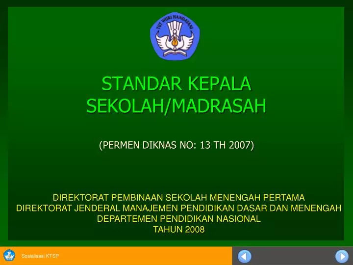 standar kepala sekolah madrasah permen diknas no 13 th 2007