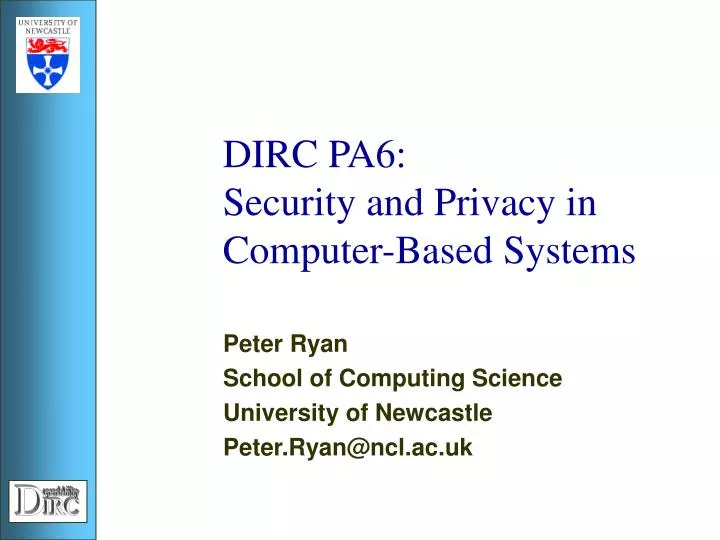 dirc pa6 security and privacy in computer based systems