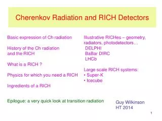 Cherenkov Radiation and RICH Detectors