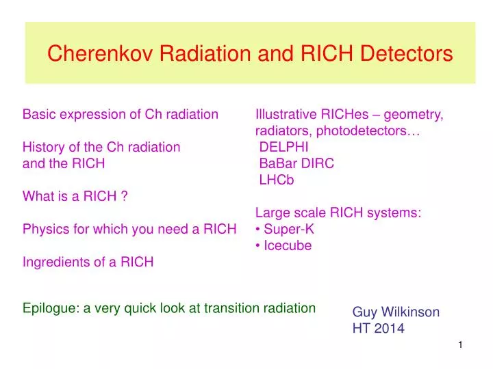 cherenkov radiation and rich detectors