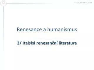 renesance a humanismus