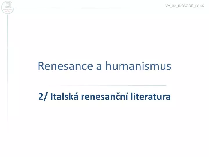 renesance a humanismus