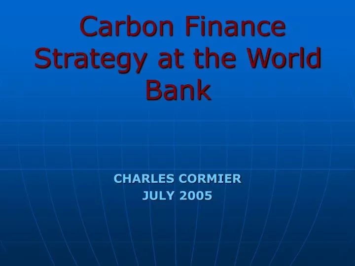 carbon finance strategy at the world bank